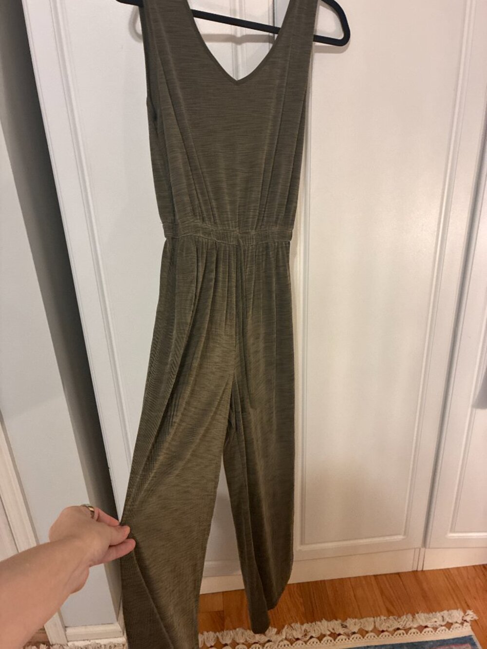 Nicole Miller New York Olive Green Sleeveless Wide Leg Knit Jumpsuit (M)